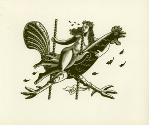 Tirzah on a Cockerel, 1931 by Eric Ravilious
